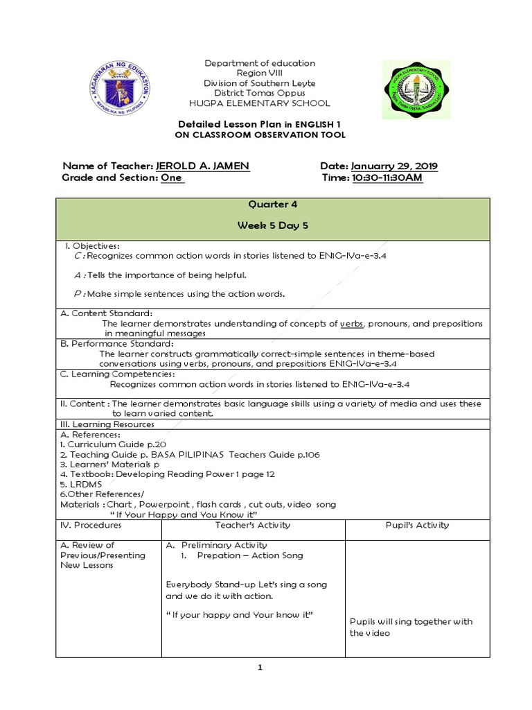 Cot 1 English English Language Differentiated Instruction