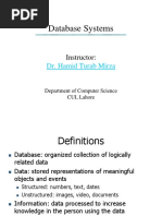 Database Systems: Dr. Hamid Turab Mirza