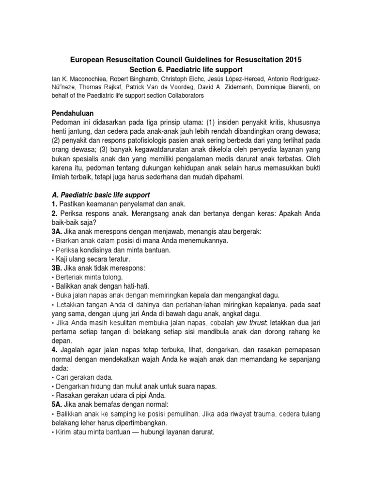 Pedoman BLS Anak 2015: Resusitasi Efektif | PDF | Pengembangan Diri ...