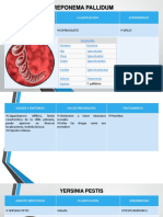 Agentes infecciosos causantes de enfermedades: Treponema pallidum, Yersinia pestis, Vibrio cholerae, Clostridium botulinum, Escherichia coli