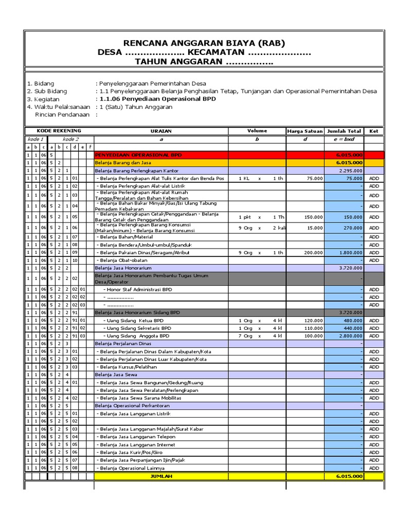 RAB Operasional BPD Desa 2023 | PDF | Bisnis | Pengelolaan Keuangan & Uang