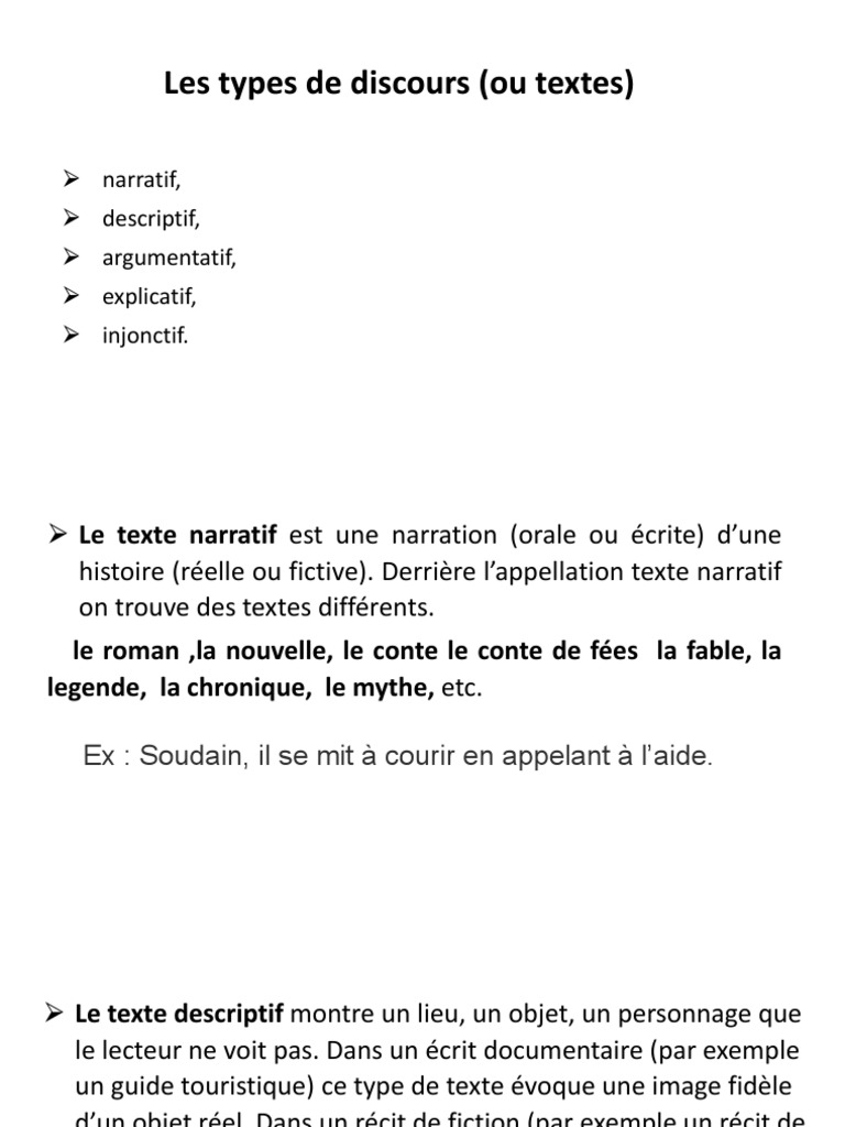Presentation 3 Les Typres De Texte Pdf Discours Linguistique Romans
