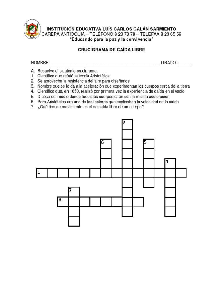 Crucigrama de Caída Libre