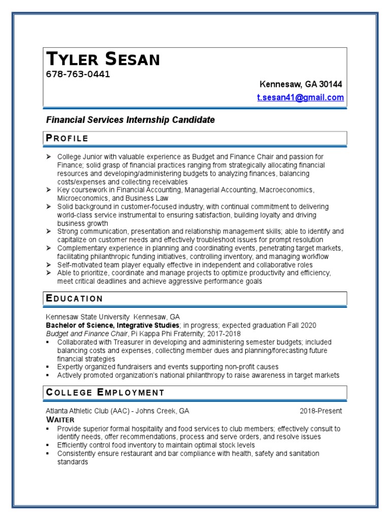 Finance Intern with Leadership Skills | PDF | Inventory | Budget