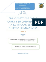 Optimización del transporte por cable carril en mina Piñipata