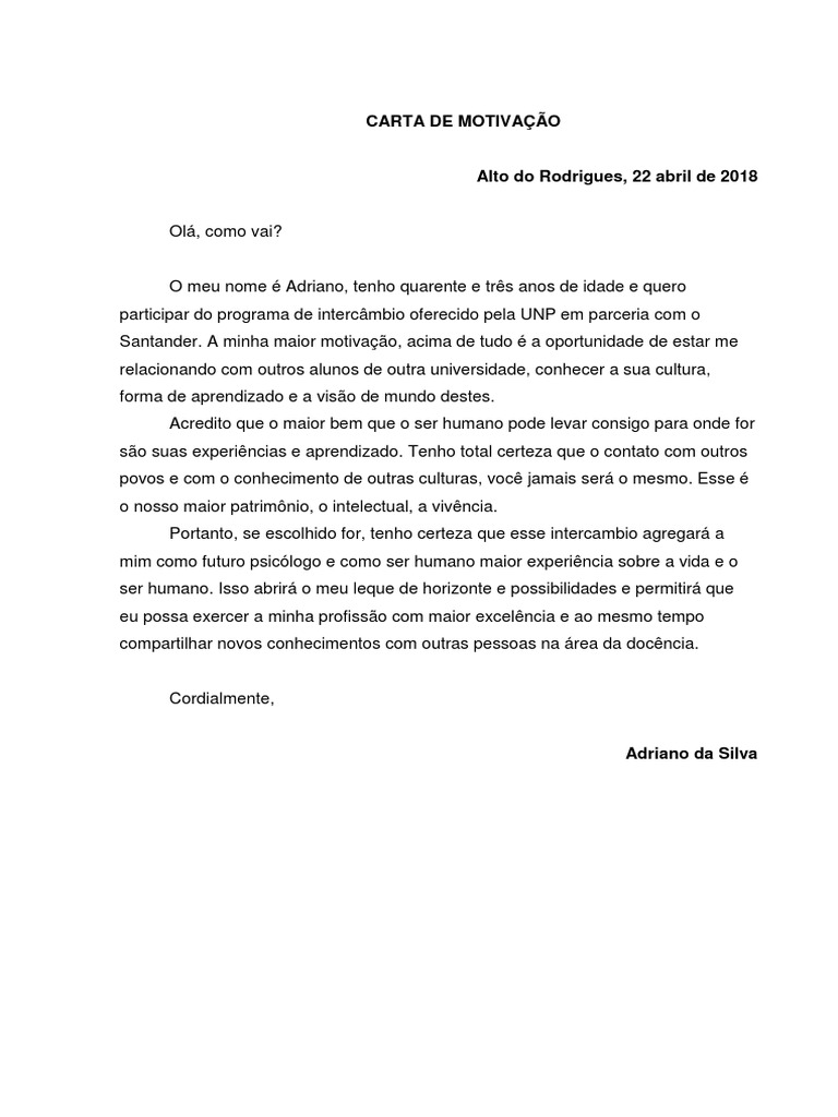 Carta de Motivação