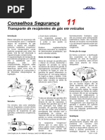 Transporte de recipientes de gás em veículos