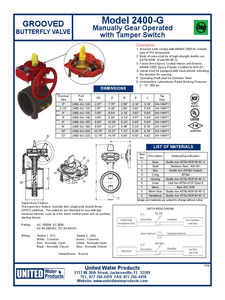 UL FM Grooved Butterfly Valve - Fire Protection - Model 2400-G PDF ...