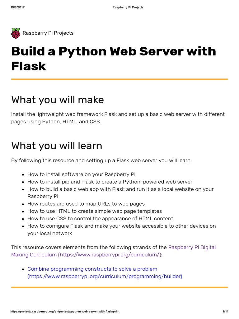 Python Web Server With Flask | PDF | Websites | World Wide Web