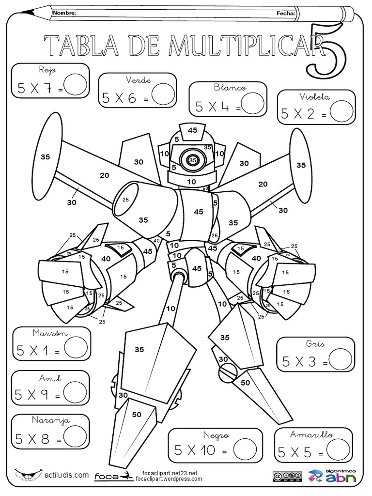 Tabla del 5 para niños | PDF | Materiales artisticos | Diseño gráfico