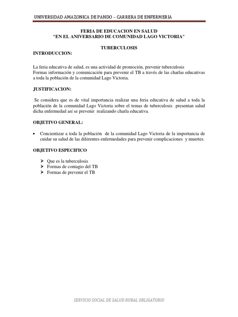 Informe de La Feria Educativa TB | PDF | Ciencias de la Salud | Medicina