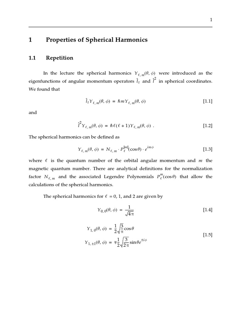 Spherical Harmonics | PDF | Quantum Mechanics | Condensed Matter Physics