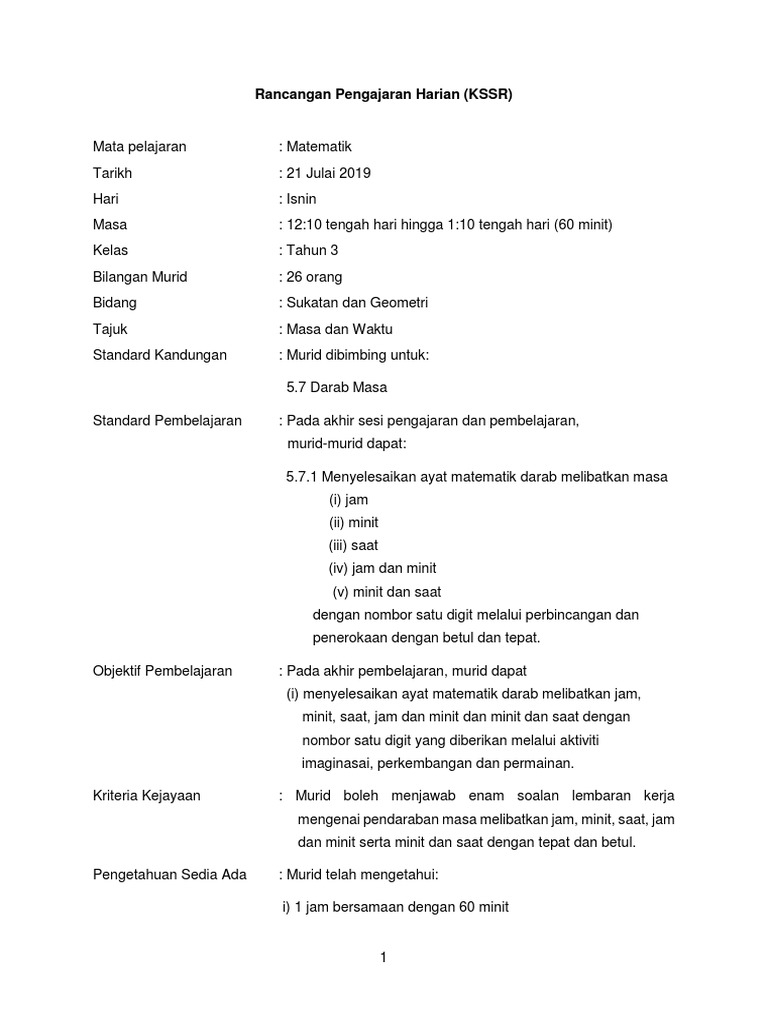 Contoh Rph Operasi Bergabung Tahun 3