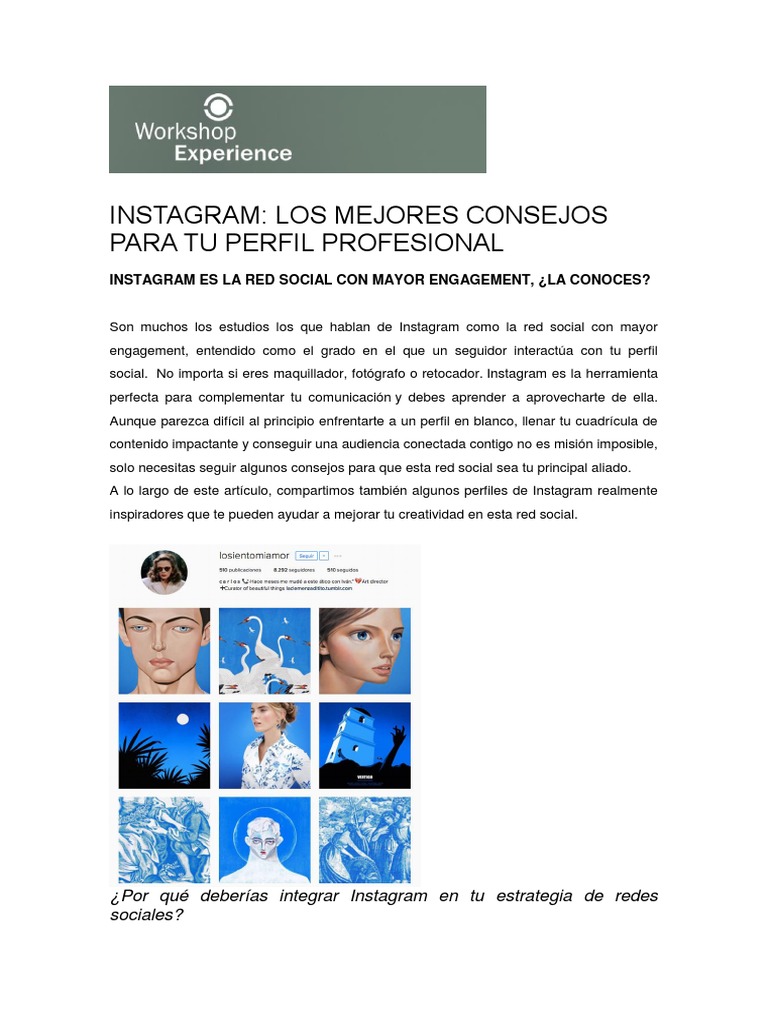 6 Instagram - Los Mejores Consejos para Tu Perfil Profesional PDF | PDF ...