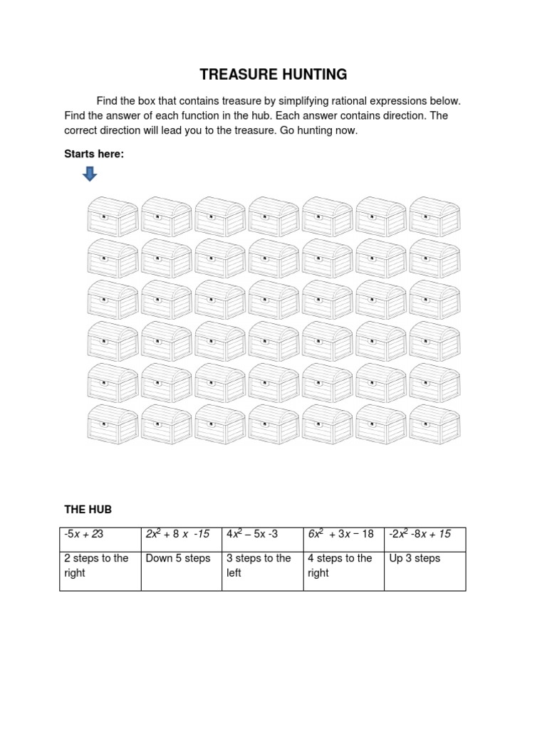 Treasure Hunt: Simplifying Expressions | PDF