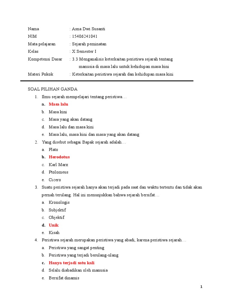 Soal Kelas X Kd 3 3