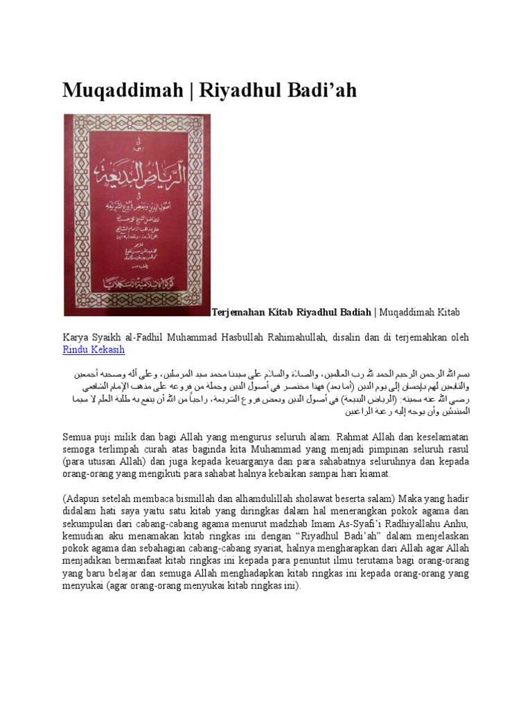 Muqaddimah Riyadul Badiah | PDF