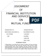 Assignment OF Financial Institution and Services ON Mutual Funds