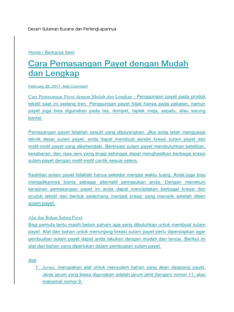 Desain Sulaman Busana Dan Perlengkapannya Pdf