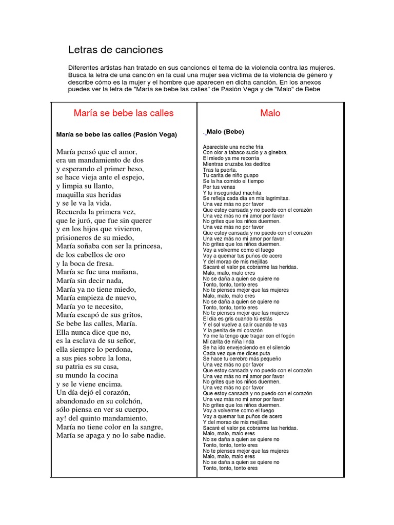 Letras De Canciones Pdf