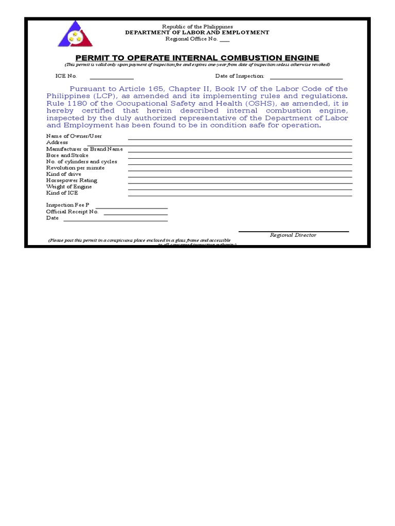 Permit for Internal Combustion Engine | PDF