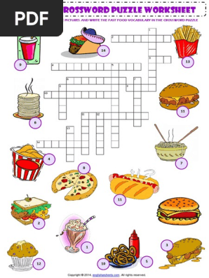 Fast Food Crossword Pdf