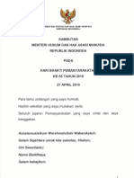 Sambutan Menkumham HBP 55 2019 - Wilayah