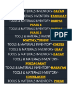 Davao Tagoloan: Tools & Materials Inventory-Tools & Materials Inventory - Tools & Materials Inventory