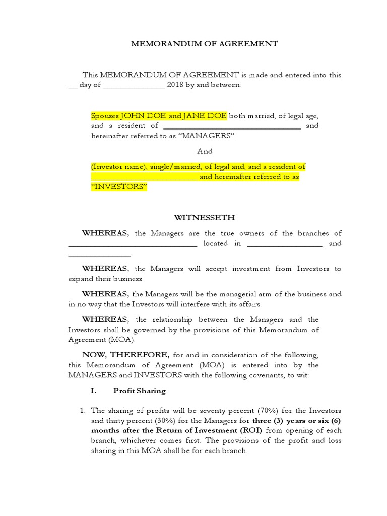 Investment Memorandum of Agreement | PDF | Arbitration | Civil Law ...