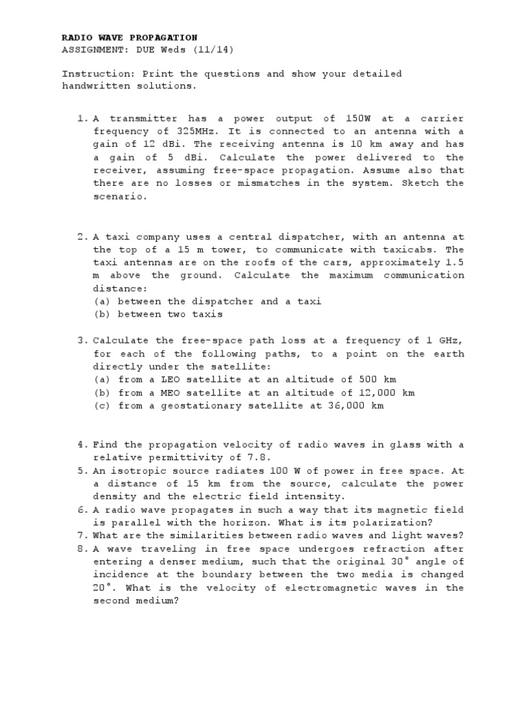 Radio Wave Propagation Calculations | PDF
