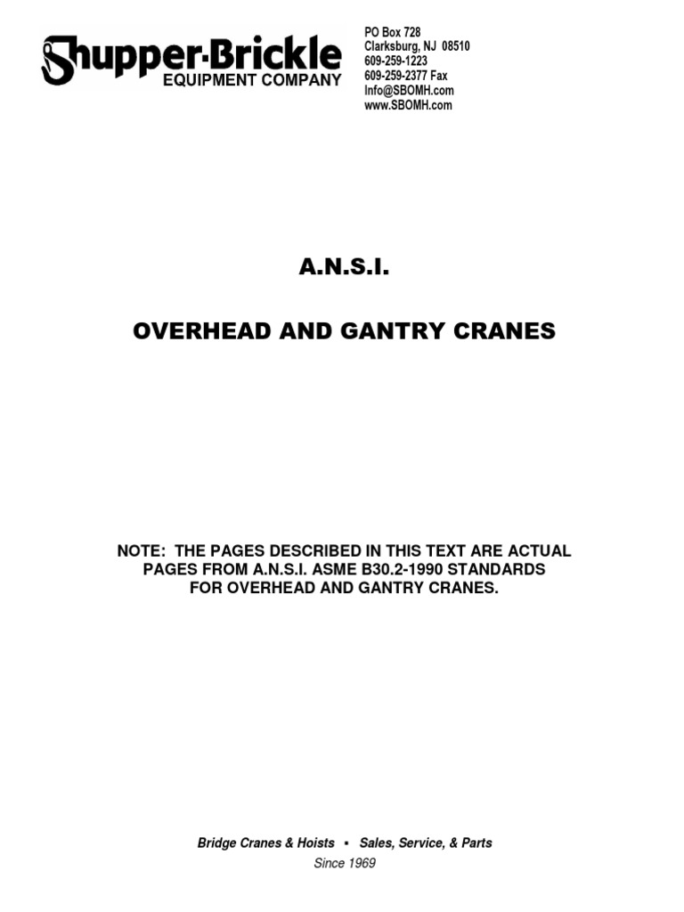 Overhead Crane Operation Standards | PDF | Elevator | Crane (Machine)