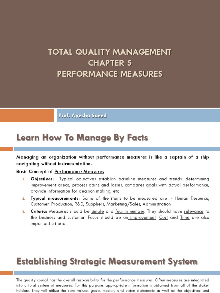 TQM Performance Measurement Strategies | PDF | Supply Chain | Quality ...