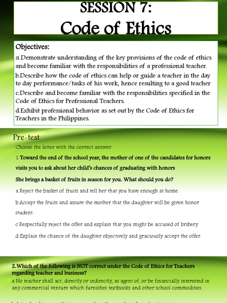 Codes Of Ethics Teachers Employment