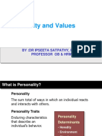 Personality and Values: By:Dr Ipseeta Satpathy, D.Litt Professor Ob & HRM