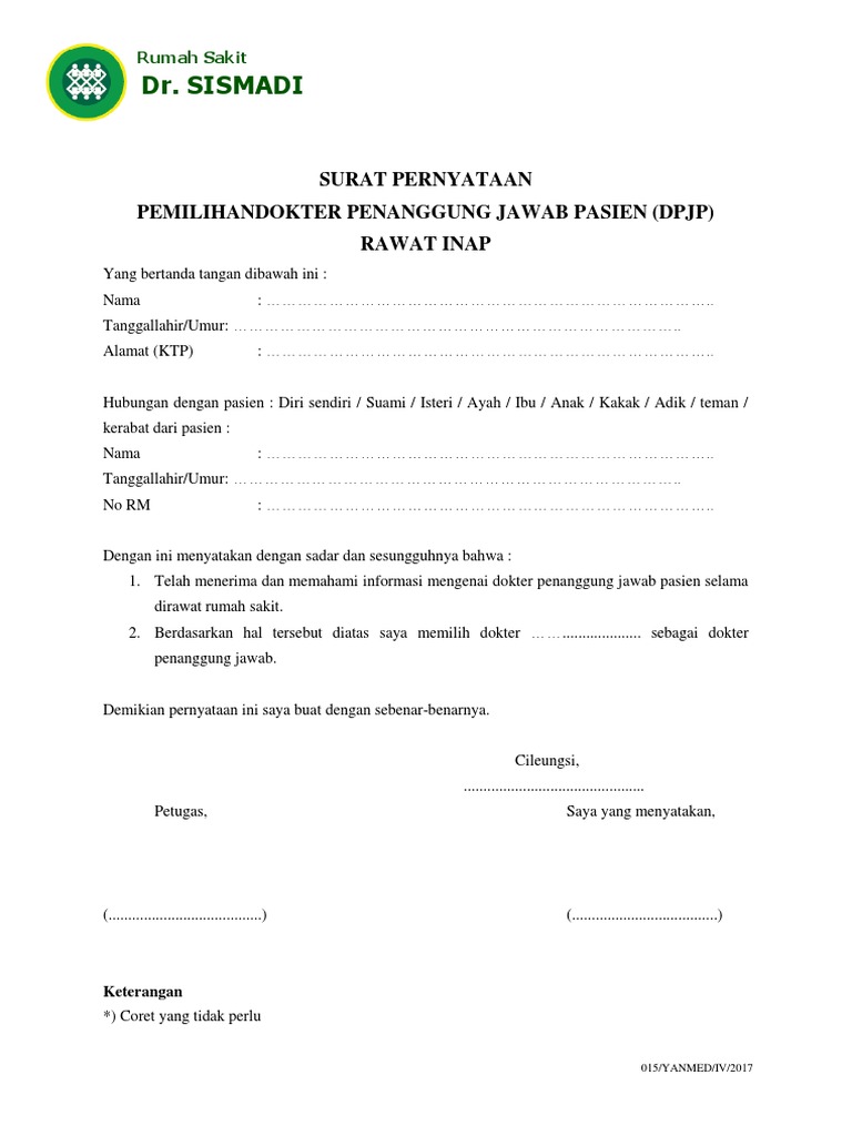015 Yanmed Iv 2017 Surat Pernyataan Permintaan Dpjp