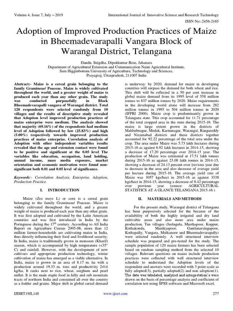Maize Production Practices in Telangana | PDF | Cereals | Maize