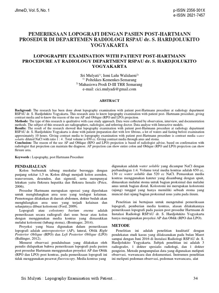Lopografi pada Pasien Post-Hartmann | PDF | Radiology | Evaluation Methods