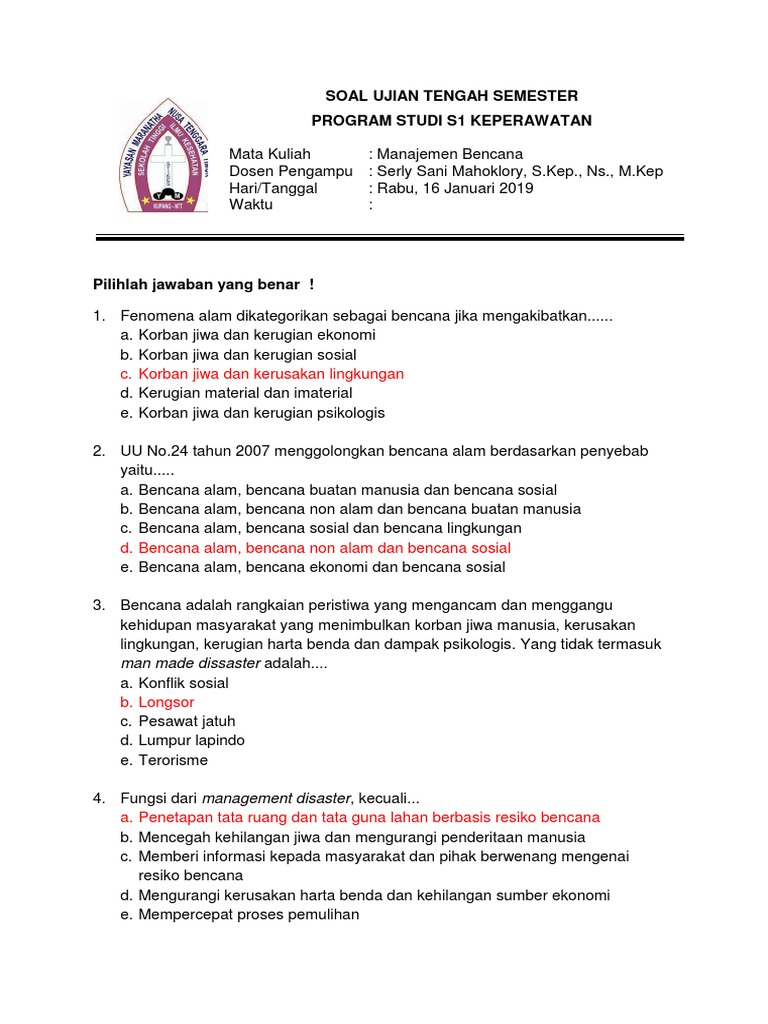 Soal Uas Manajemen Bencana