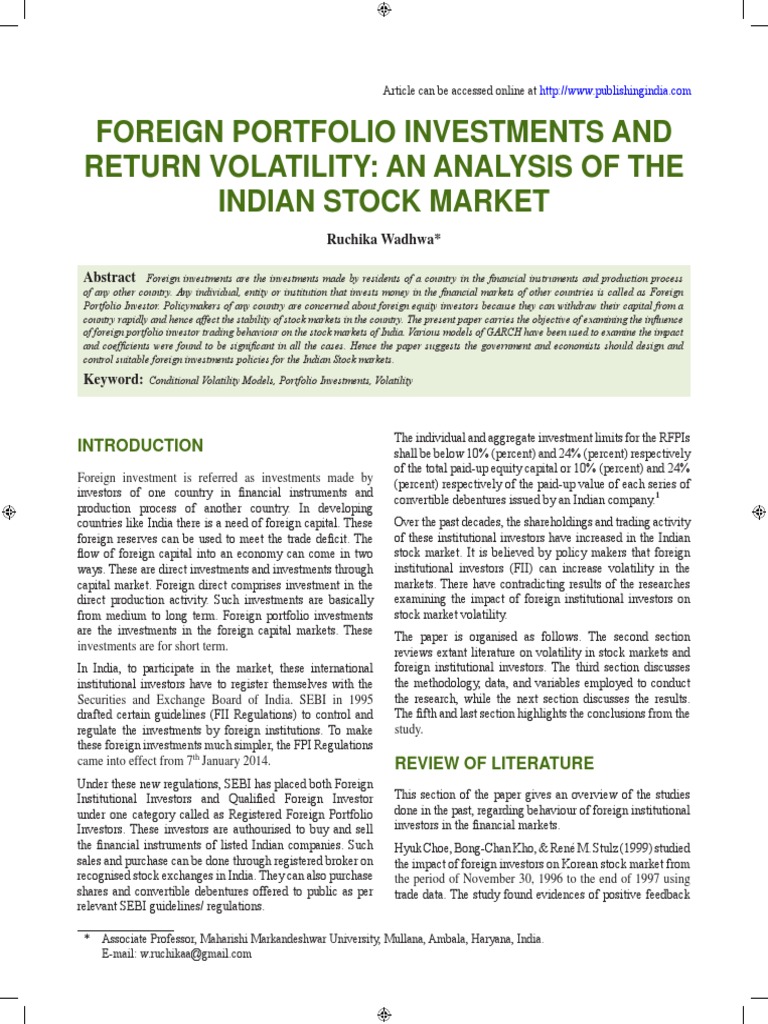 Research Paper On FII | PDF | Stock Market | Stocks
