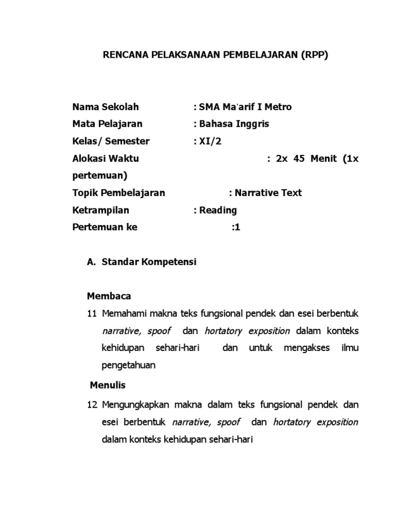 Contoh Narrative Text Singkat Dalam Kehidupan Sehari Hari