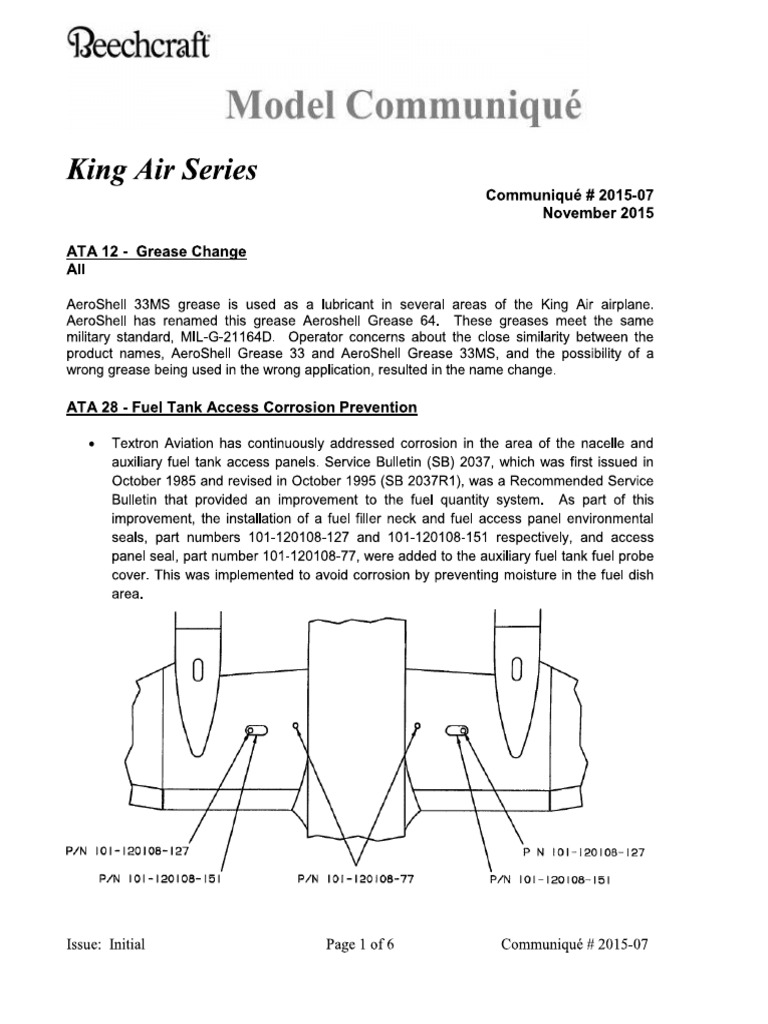 King Air Series Model Communique 2015-07 | PDF