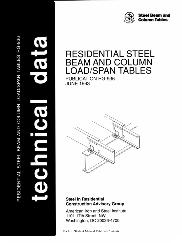 Residential Steel Beam & Column Load Span Tables PDF | PDF
