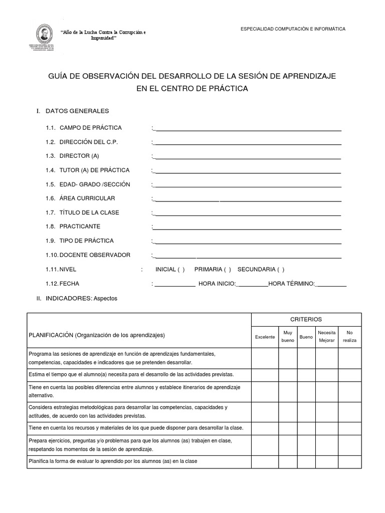 Guía de Observación de La Sesión de Clase Epistemología