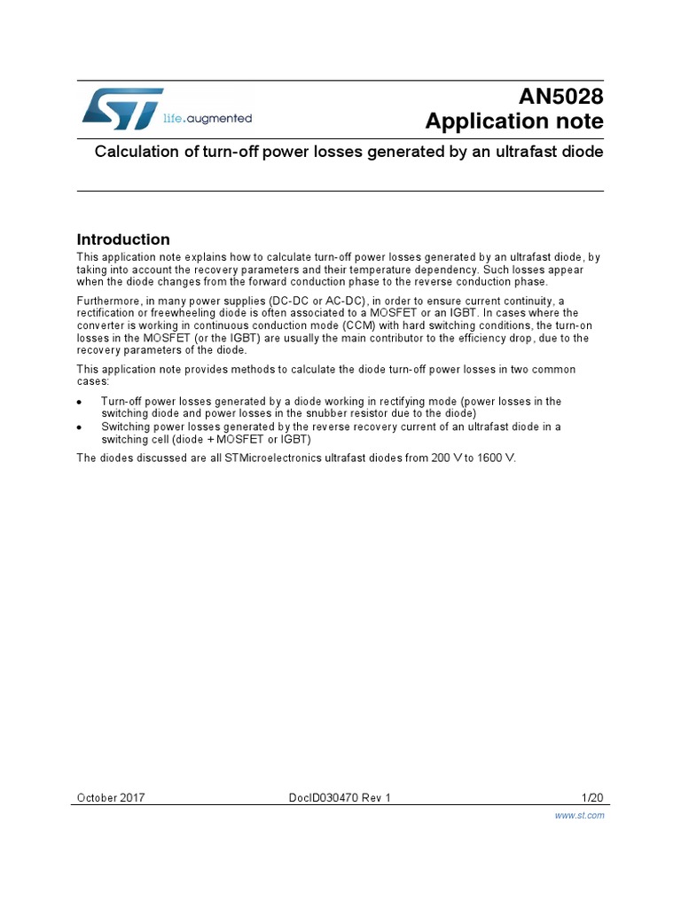 Calculation of Turn-Off Power Losses Generated by An Ultrafast Diode ...