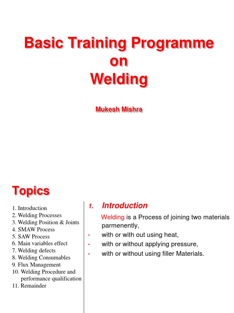 Basic Welding Programme | PDF | Welding | Construction