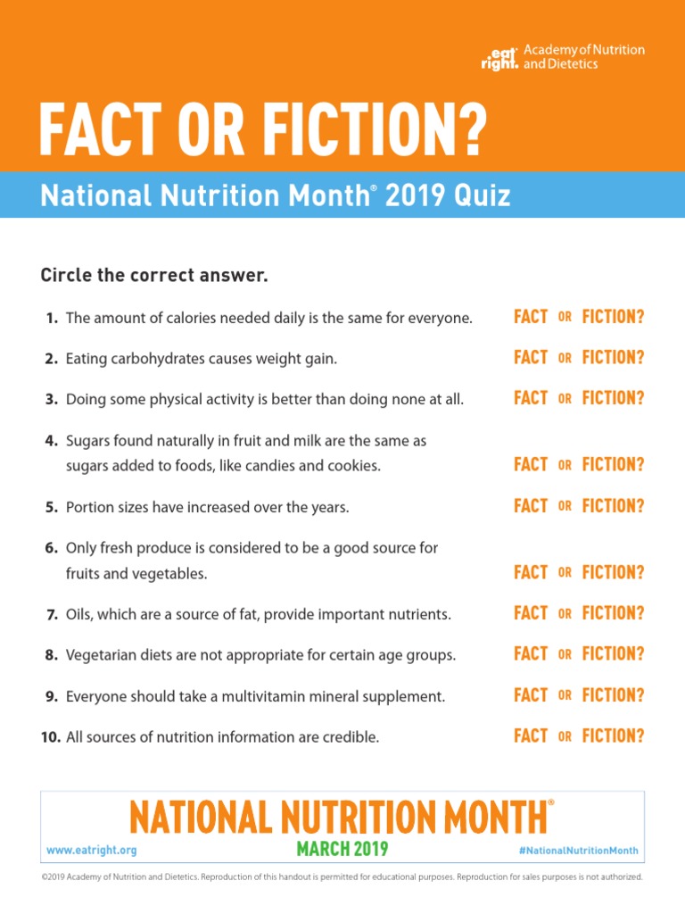 NNM Quiz 2019 PDF PDF Nutrition Facts Label Nutrition