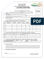 Job Application Form: Government of Pakistan Planning Commission Ministry of Planning, Development & Reform