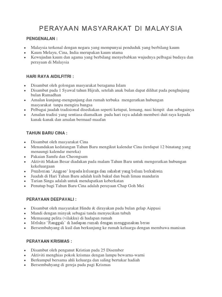 Perayaan Masyarakat Di Malaysia Pdf