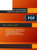 Preparation of Preliminary Report For A Given Project