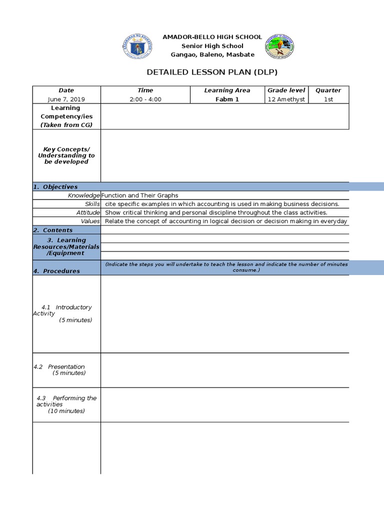 COT LESSON PLAN TEMPLATE xlsx Lesson Plan Learning